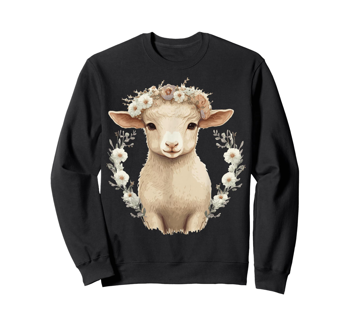 Cute Lamb Flower Crown Sheep Baby Floral Farm Animal Pet T-Shirt