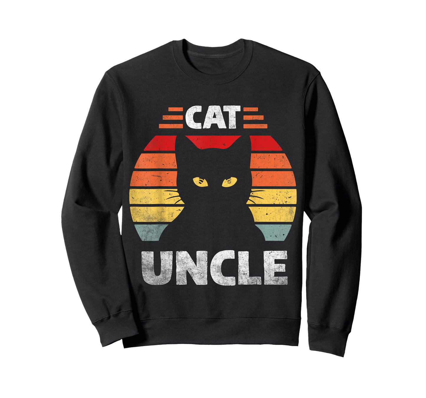 Mens Cat Uncle Black Cat Men Cat Lover Retro Cat Themed Funn T-Shirt
