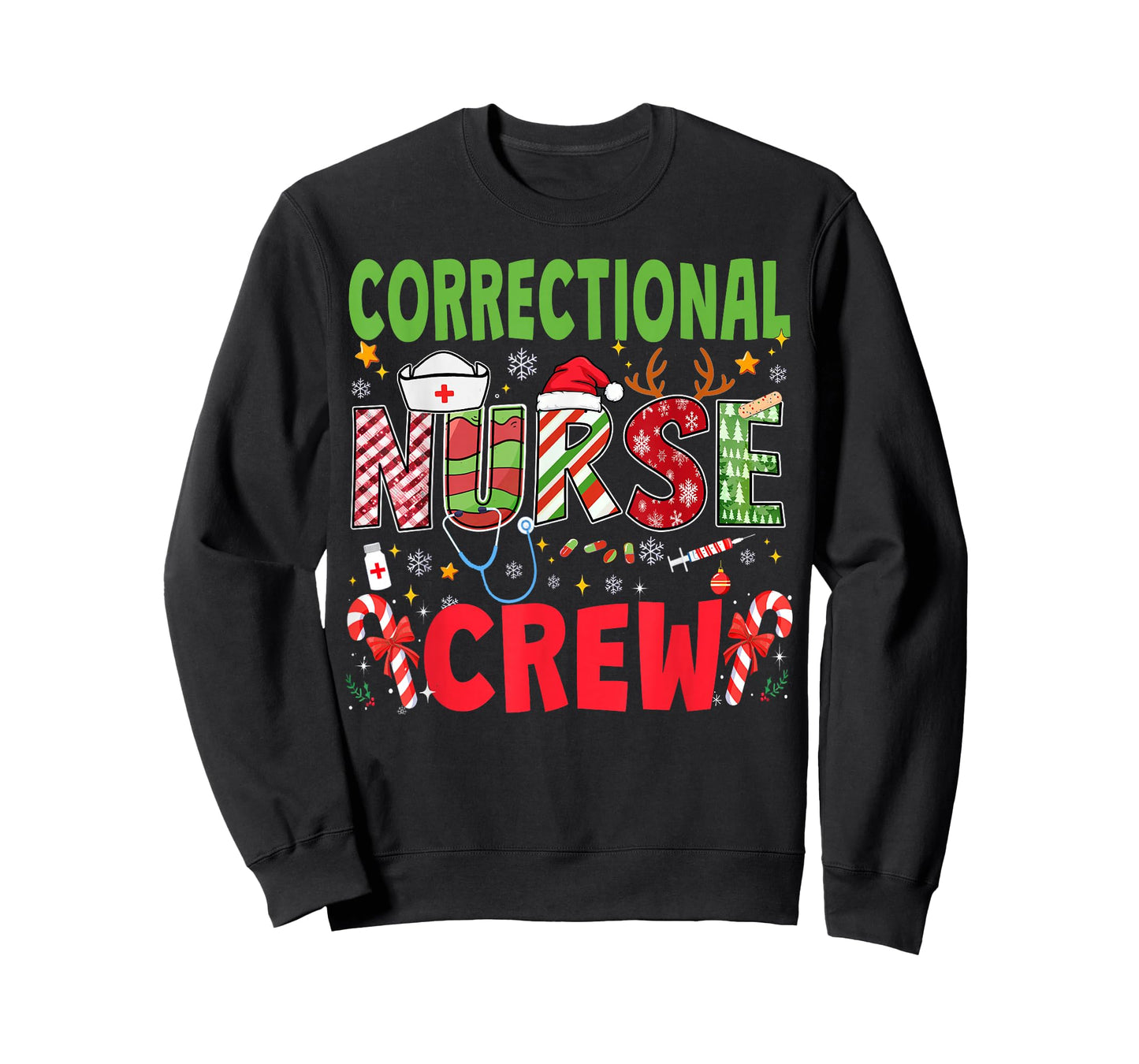 Correctional Nurse Christmas Crew Funny Xmas Nurse Pajama T-Shirt