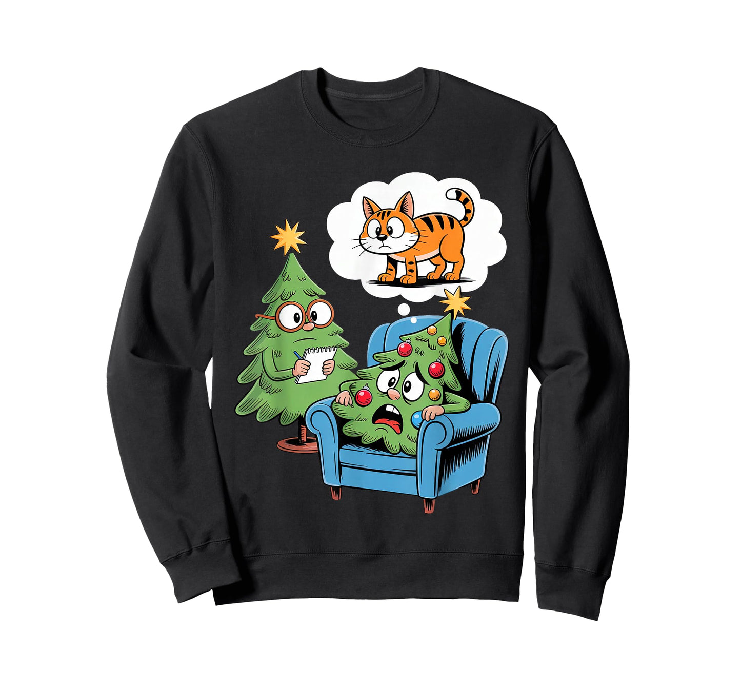 Cat Christmas Tree Shirts Cat Kids Men Women Christmas Cat T-Shirt