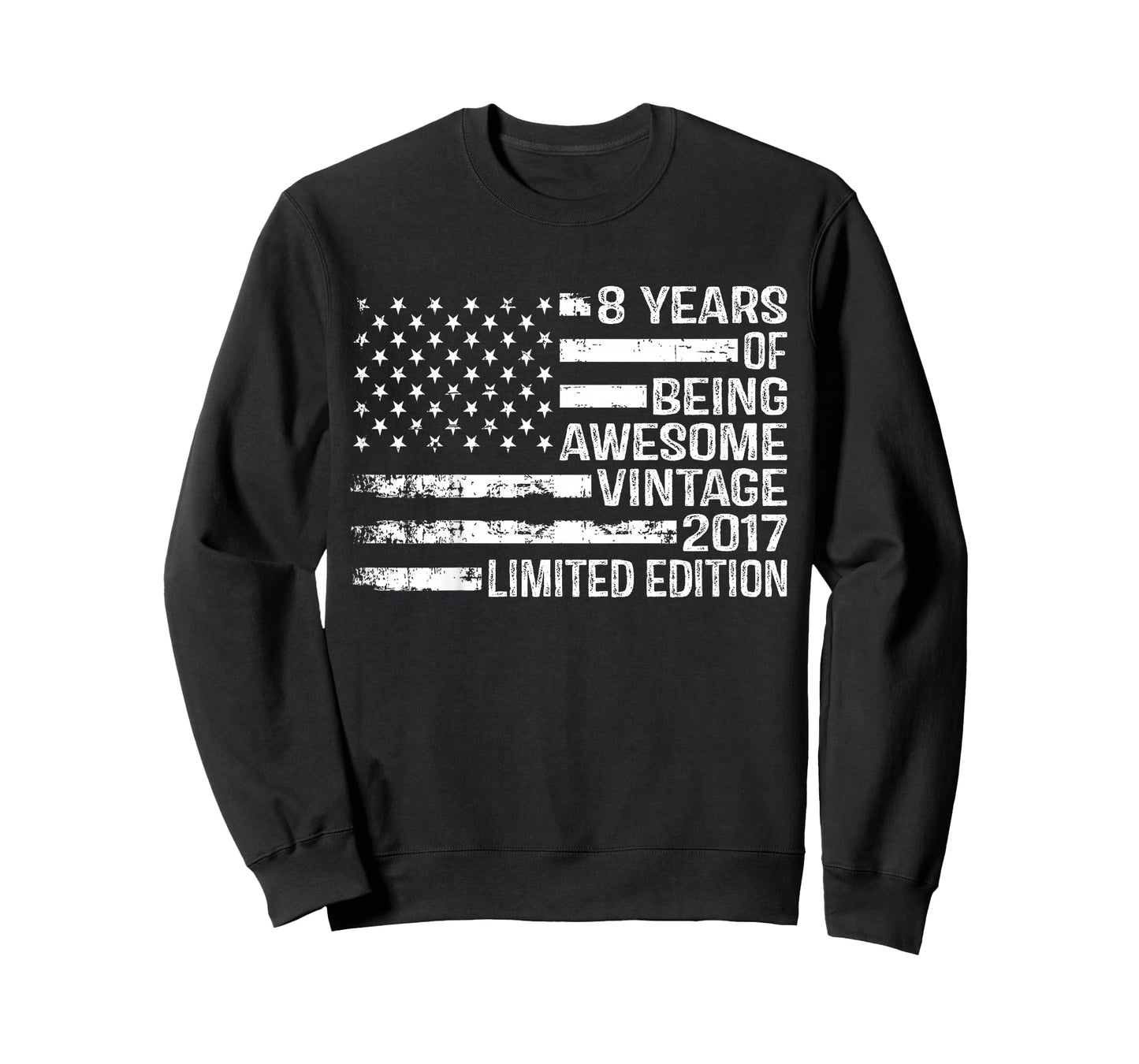 Kids 8 Years Old Birthday Vintage American Flag 8th Birthday T-Shirt