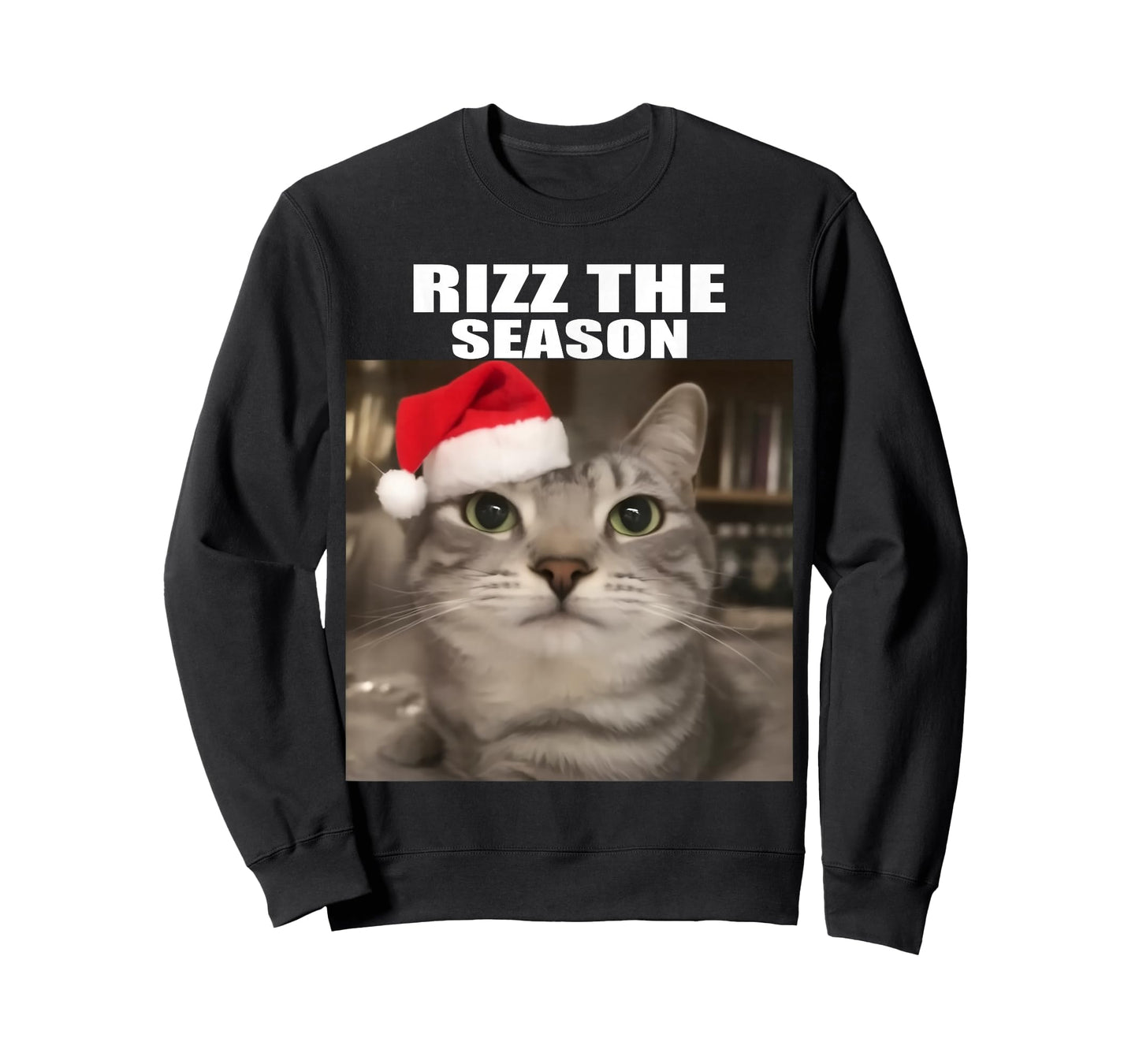 Rizz The Season Funny Christmas Pajamas Cat Meme Brainrot T-Shirt