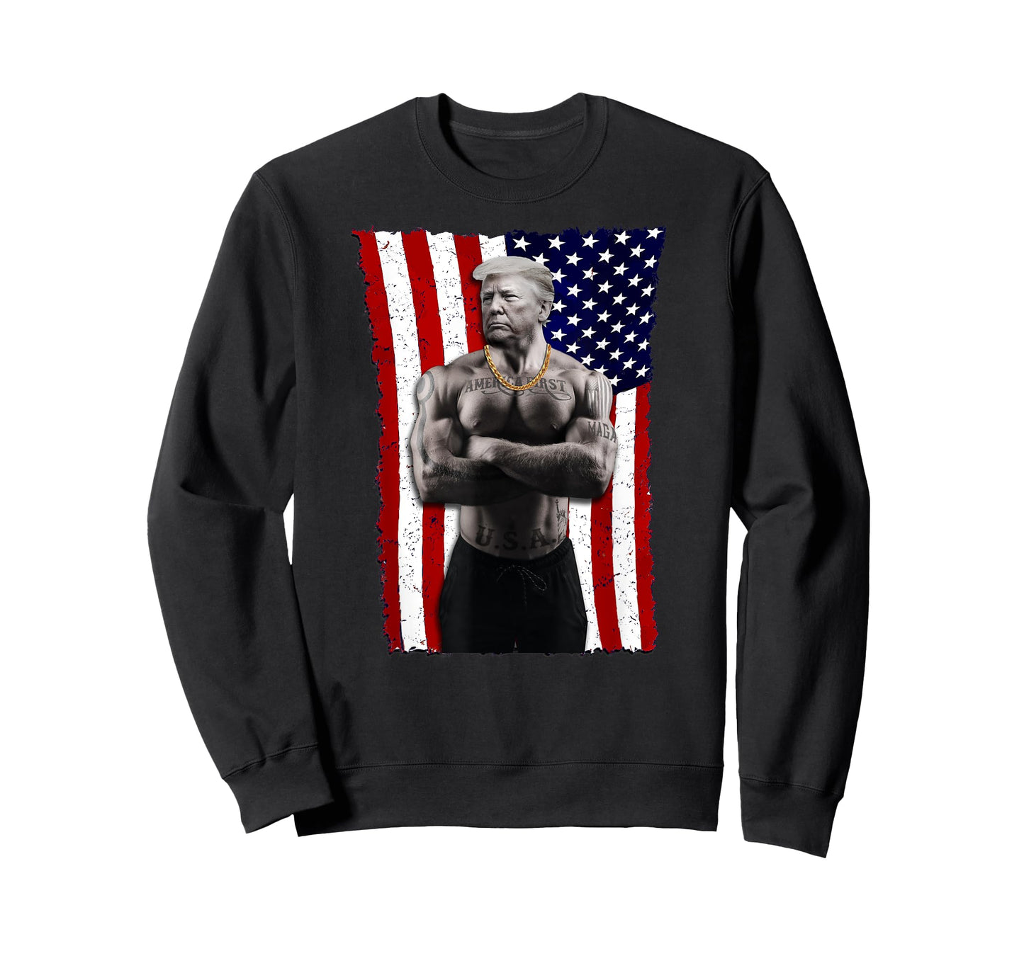 Gangster Pro Donald Trump Tattoo Republican American Flag v4 T-Shirt