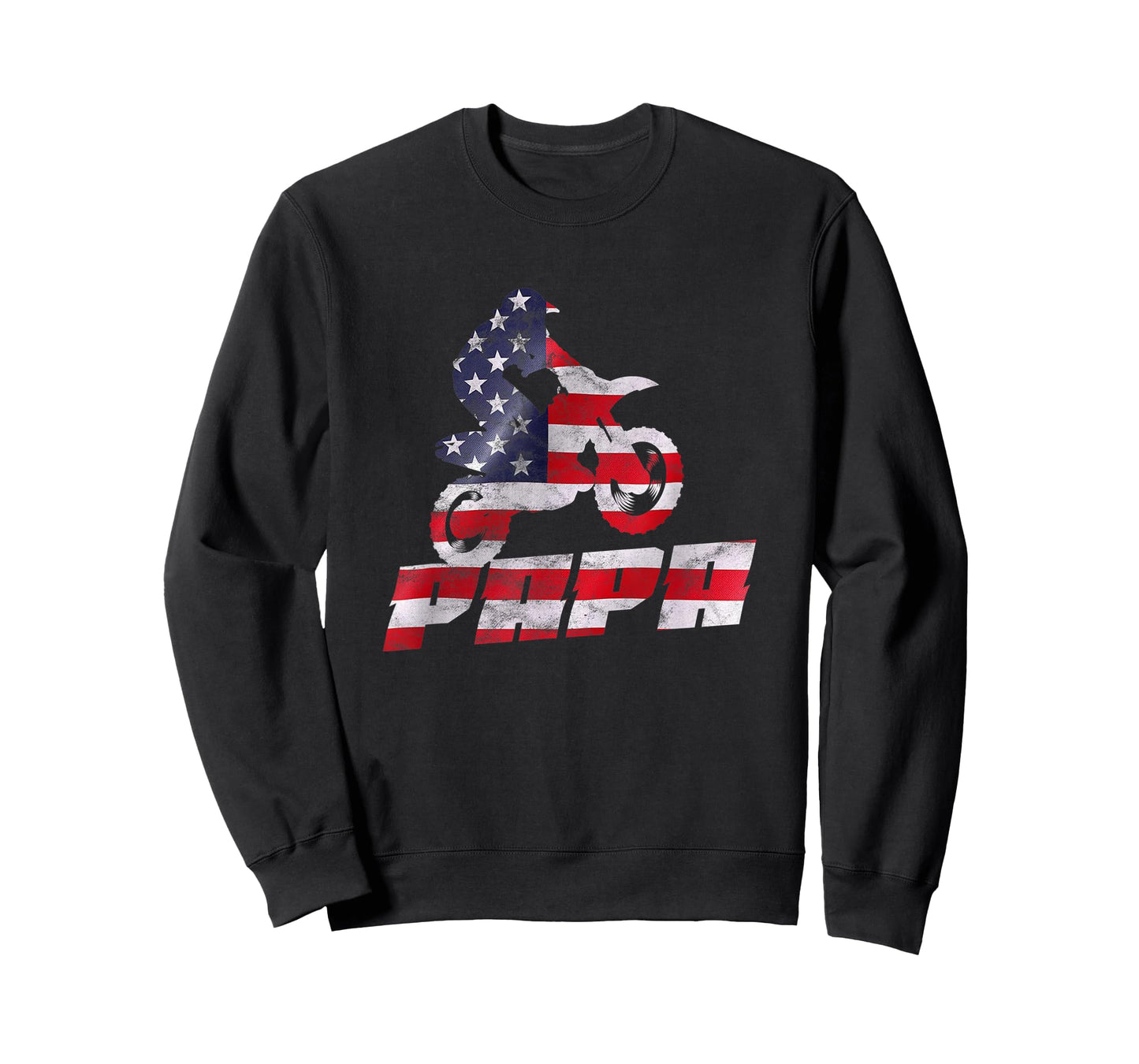 American Flag Motocross Papa Gift Motorbike Dirtbike Father T-Shirt for Men
