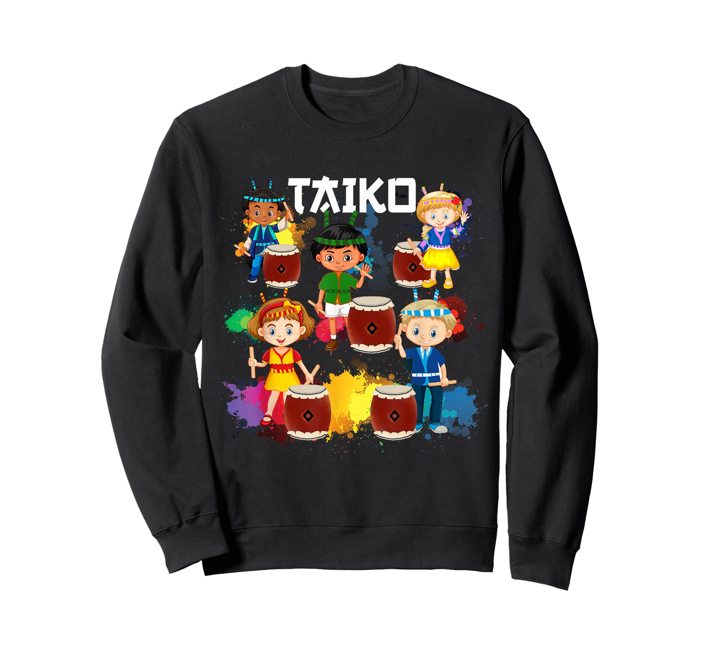 Cool Colorful Taiko Drummer Kids Boys Girls Teens T-Shirt