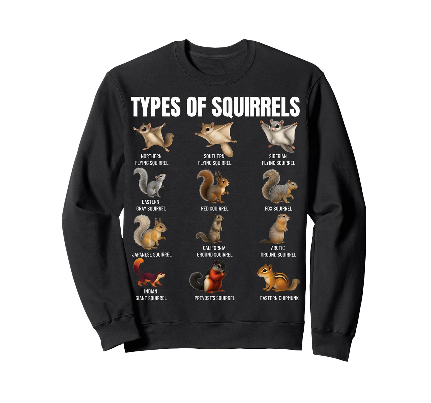 Types of Squirrels Identification Chart Species of Squirrels T-Shirt
