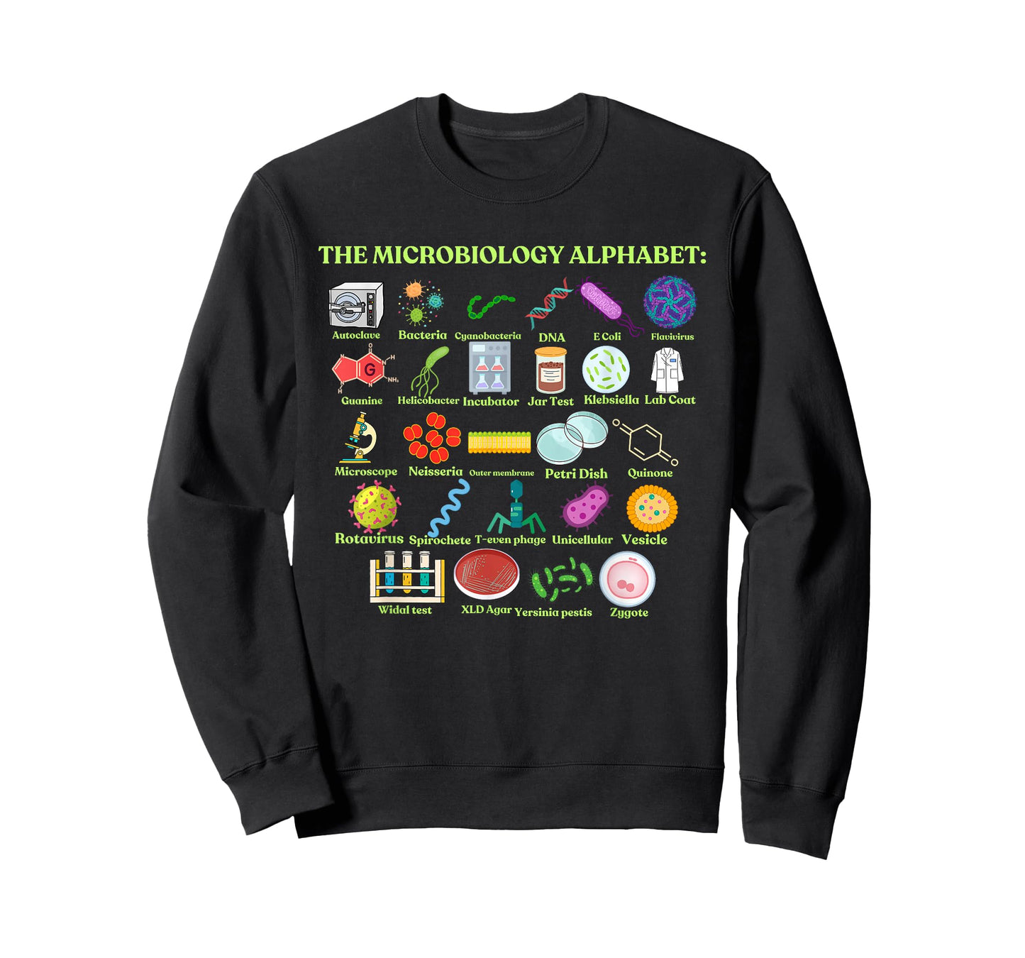 The Microbiology Alphabet, Cool Science and Microbiology T-Shirt