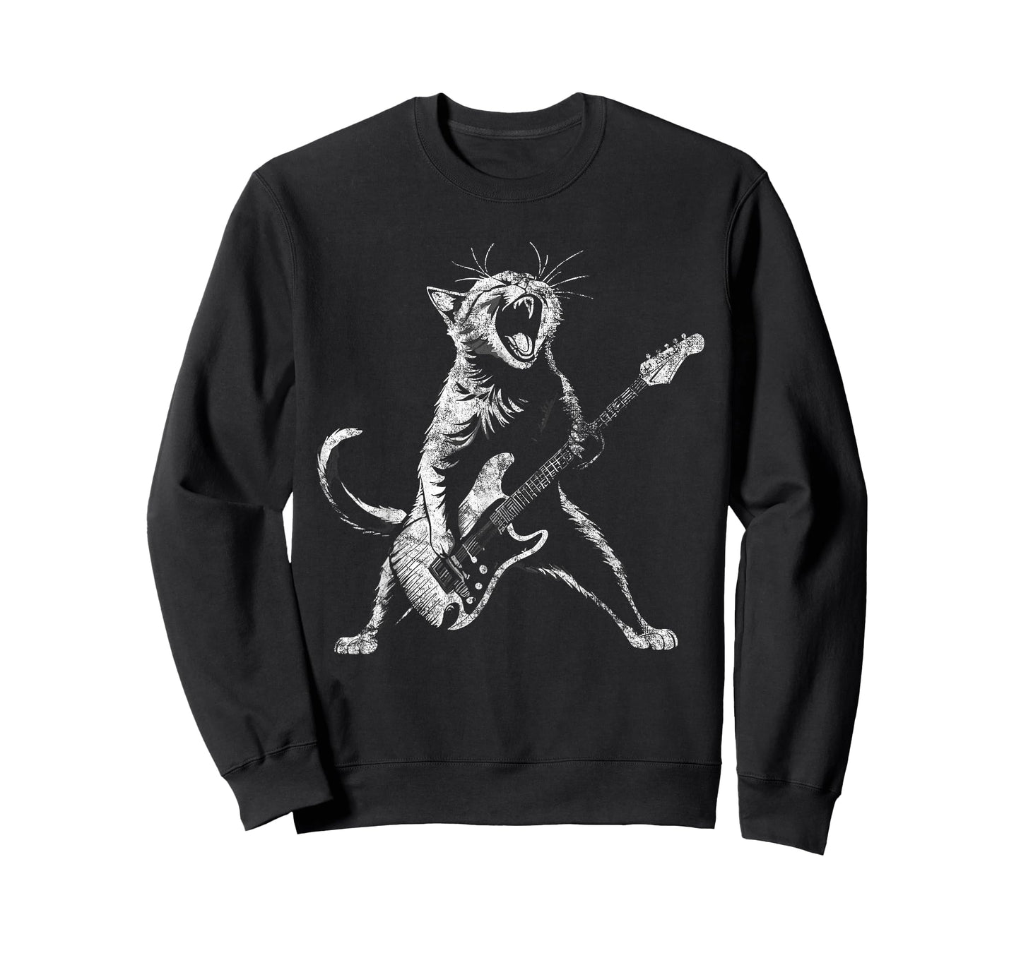 Retro funny guitar cat rock cat playing guitar T-Shirt