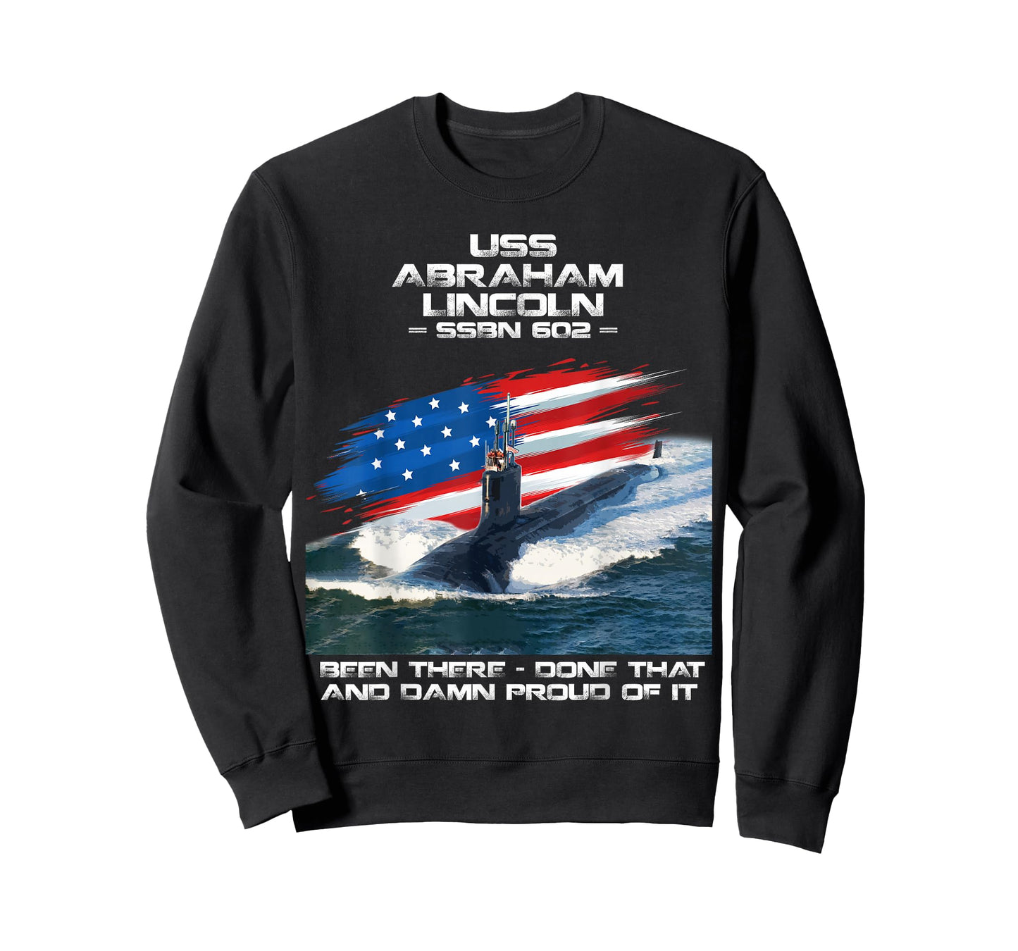 USS Abraham Lincoln SSBN-602 American Flag Submarine Veteran T-Shirt