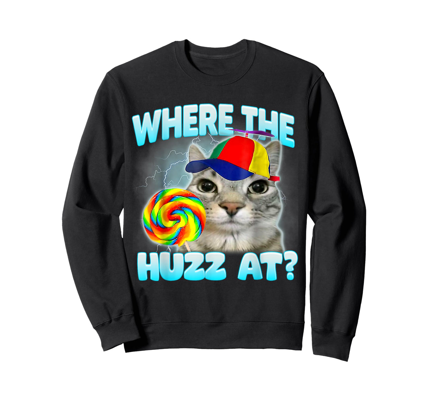 Where The Huzz at Funny Gen Z Gen Alpha Silly Cat Meme T-Shirt