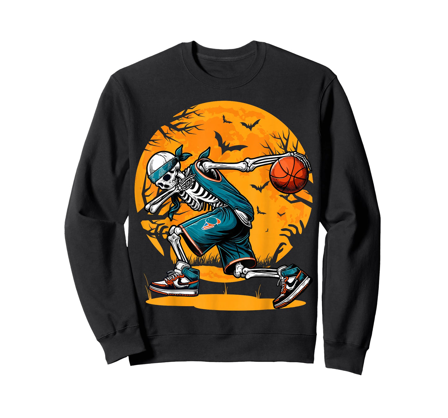 Dabbing Skeleton Basketball Halloween Boys Basketball Player T-Shirt