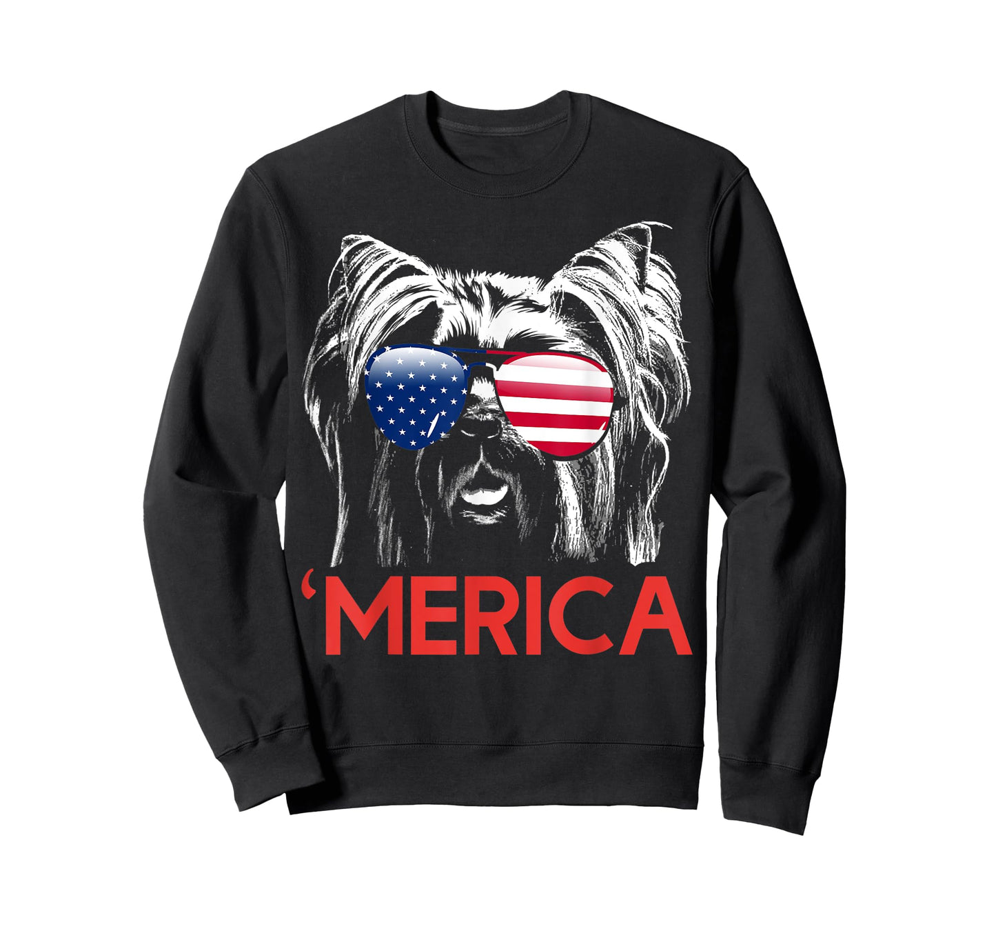 Merica Yorkie American Flag 4th of July Women Men T-Shirt