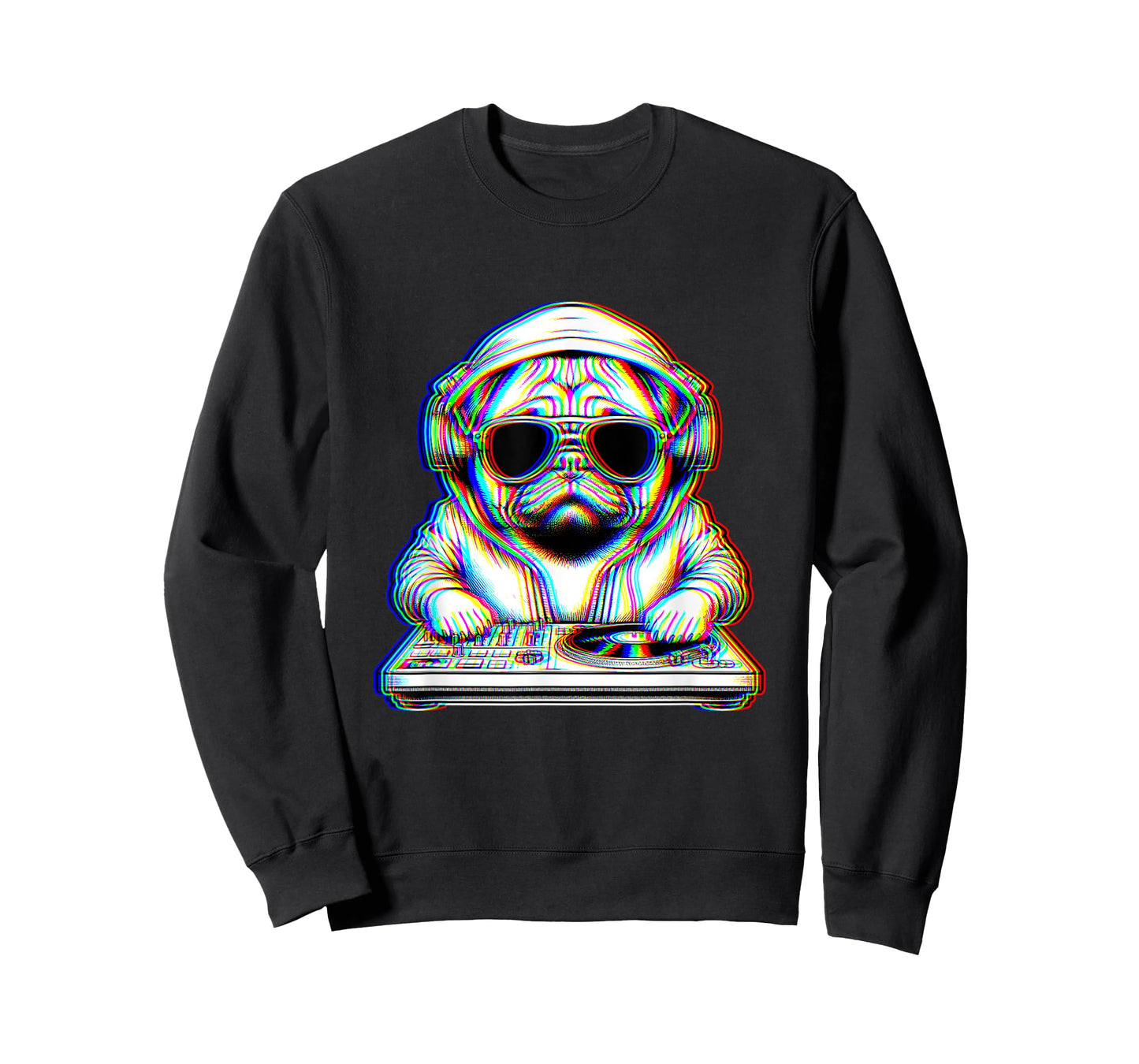 Trippy Pug Dog Dj Optical Illusion Rave EDM Festival Music Men Women T-Shirt