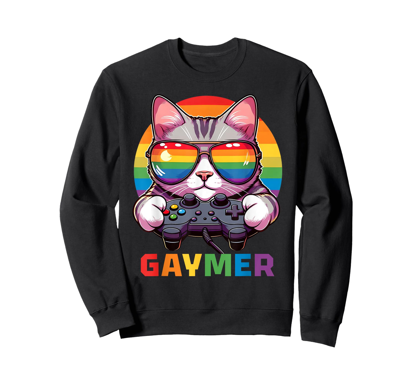 Funny Gaymer Cat Gamer LGBTQ Pride Rainbow Video Game Lover T-Shirt for Men Women