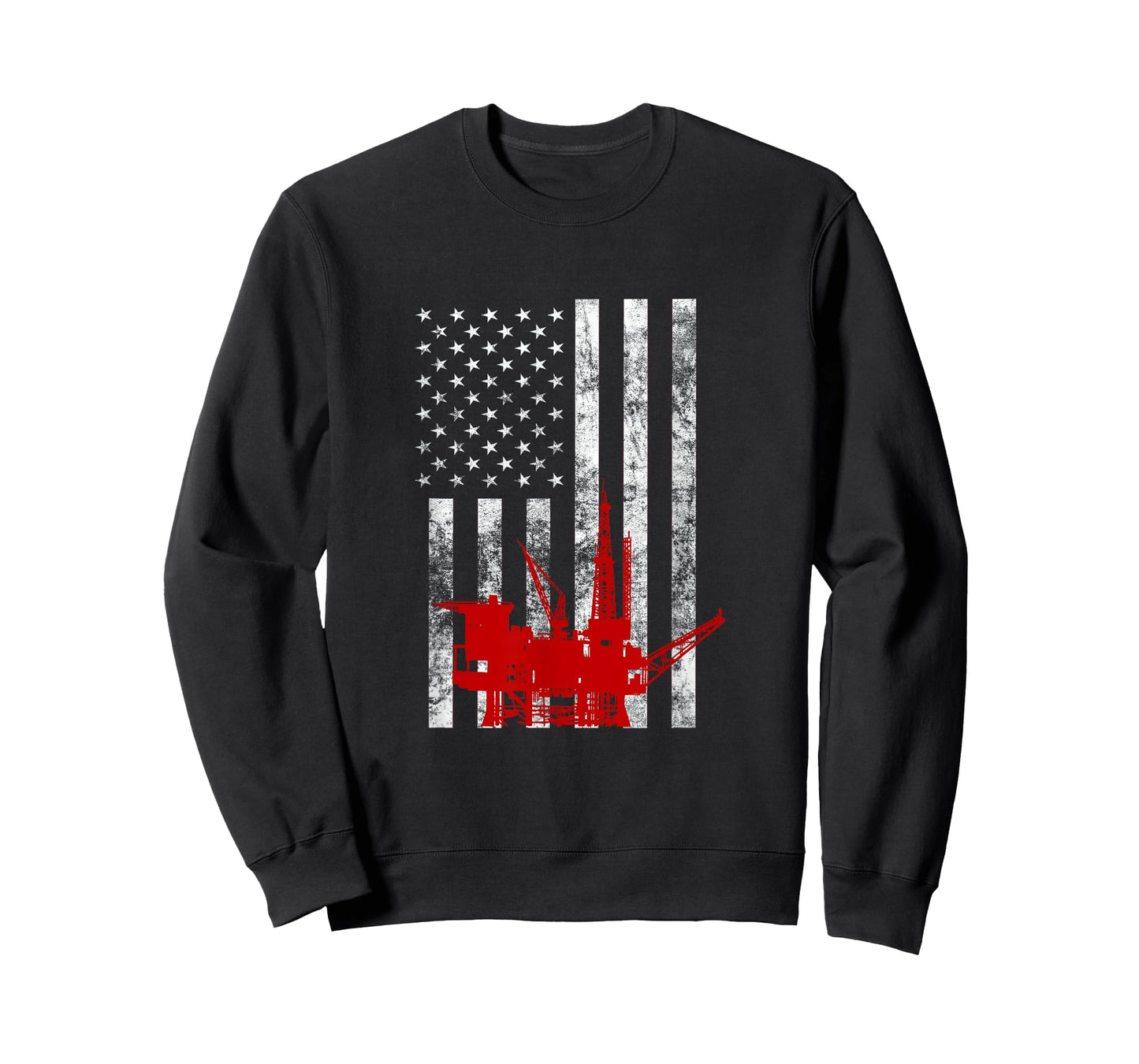 Oil Rig Drilling US Flag Oilfield Worker American Oil Worker T-Shirt