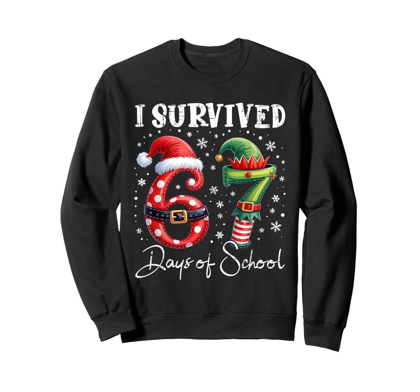 I Survived 67 Days of School Christmas Candy Cane Six Seven T-Shirt