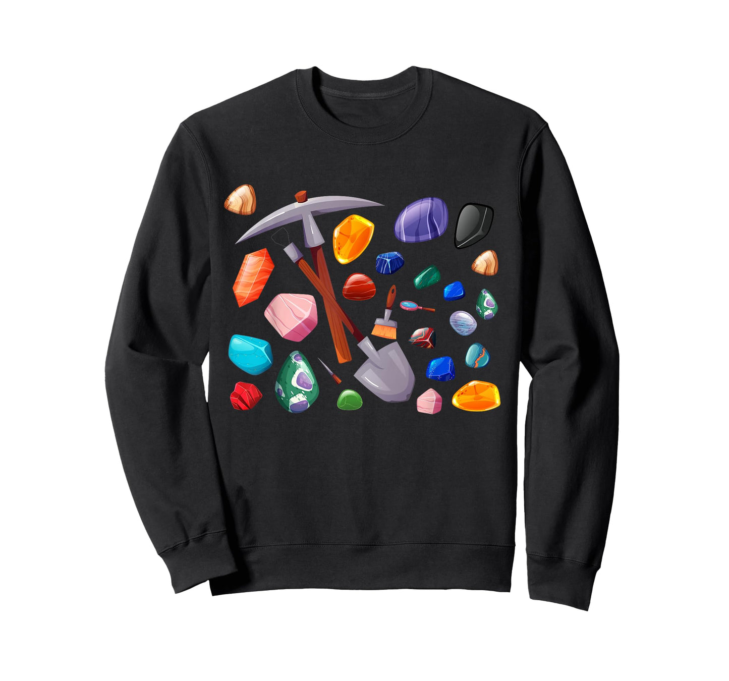 Crystals Minerals Hobby Geologist Gemstone Quotes Mining Tools Graphic Funny Science Gem Hunters Scientists T-Shirt, Small, Black