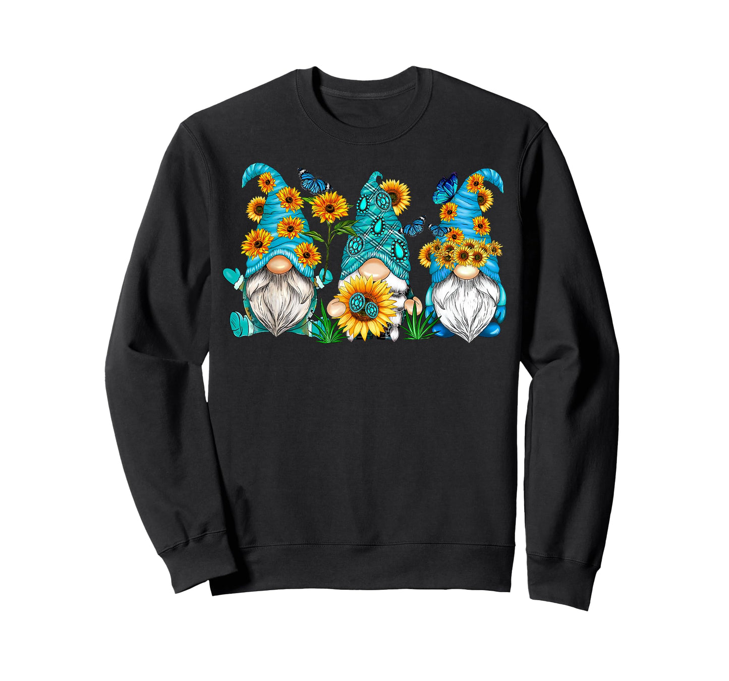Cute Gnomes With Sunflower Butterfly Gardeners Summer Floral T-Shirt
