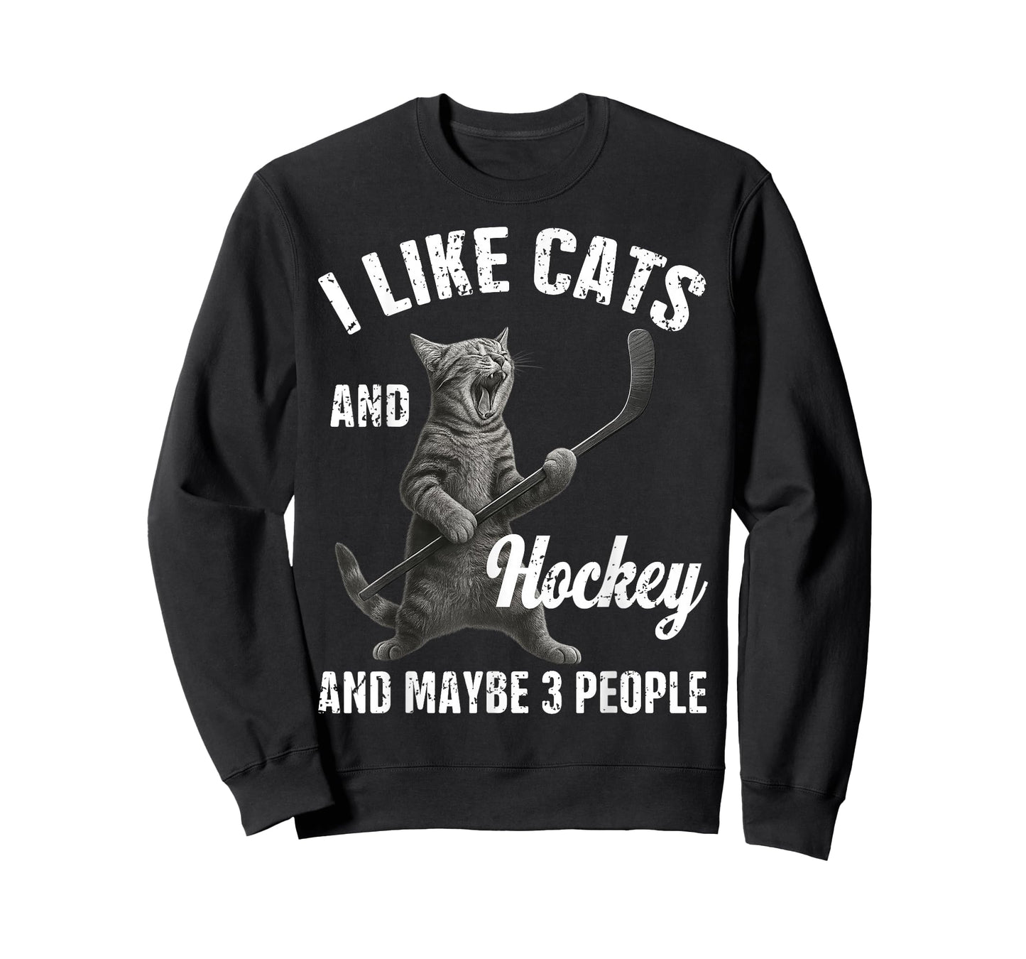I Like Cats and Hockey Maybe 3 People Funny Hockey Gift T-Shirt