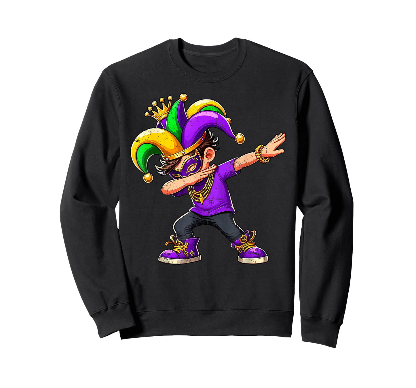 Dabbing Mardi Gras For Black Boy Outfit Jester Hat Kid T-Shirt