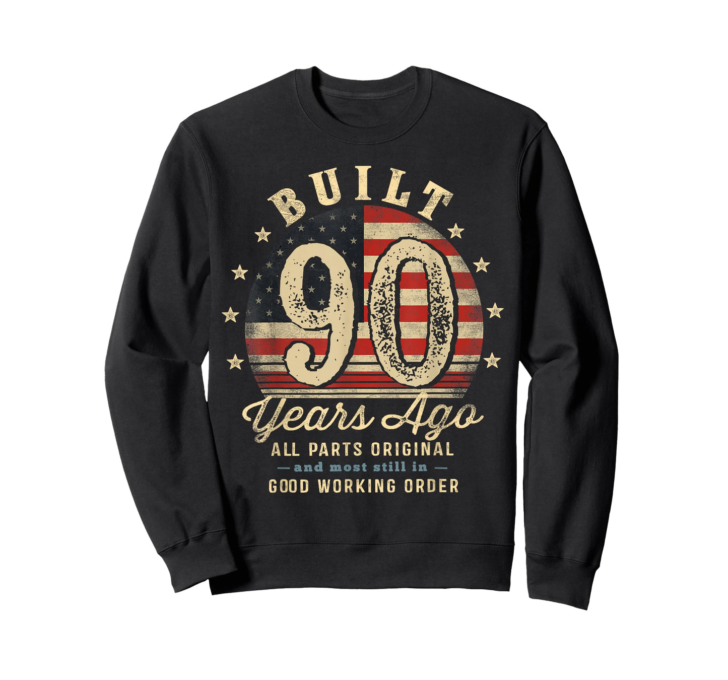 Built 90 Years Ago Funny 90th Birthday USA Flag T-Shirt