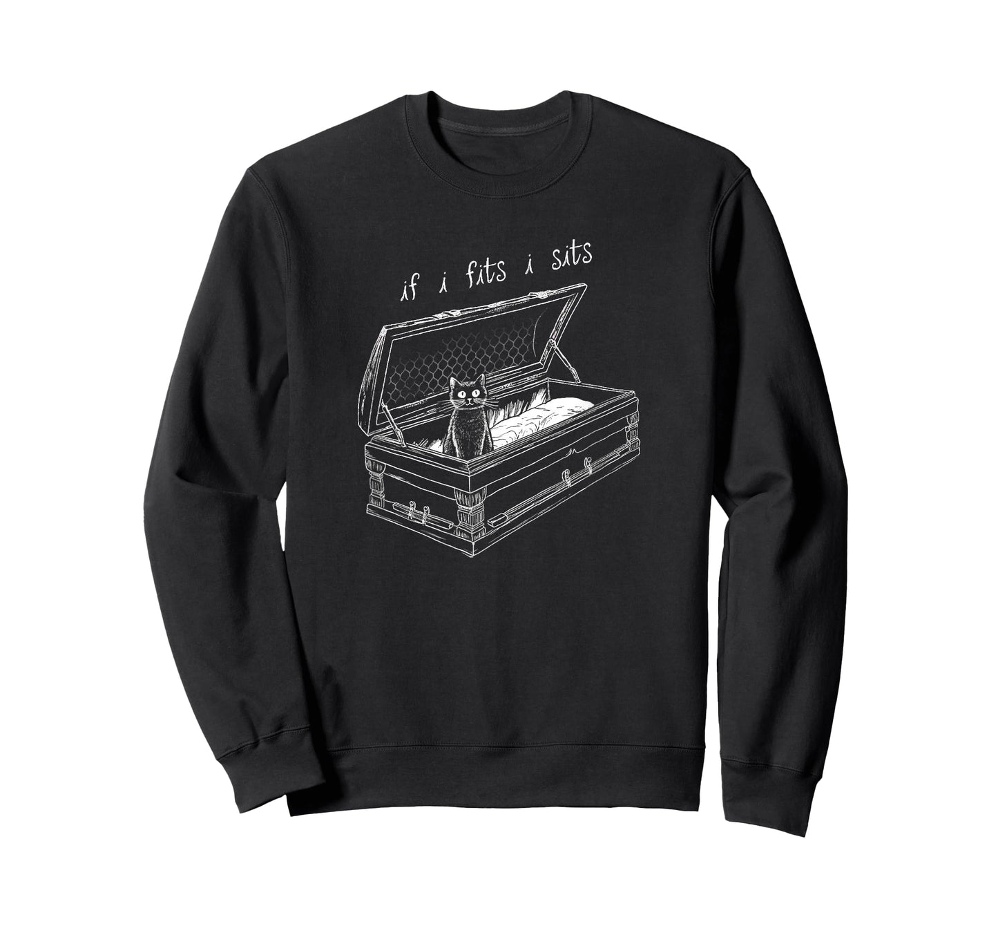 If I Fits I Sits Black Cat Coffin Kitty Sitting In A Casket T-Shirt