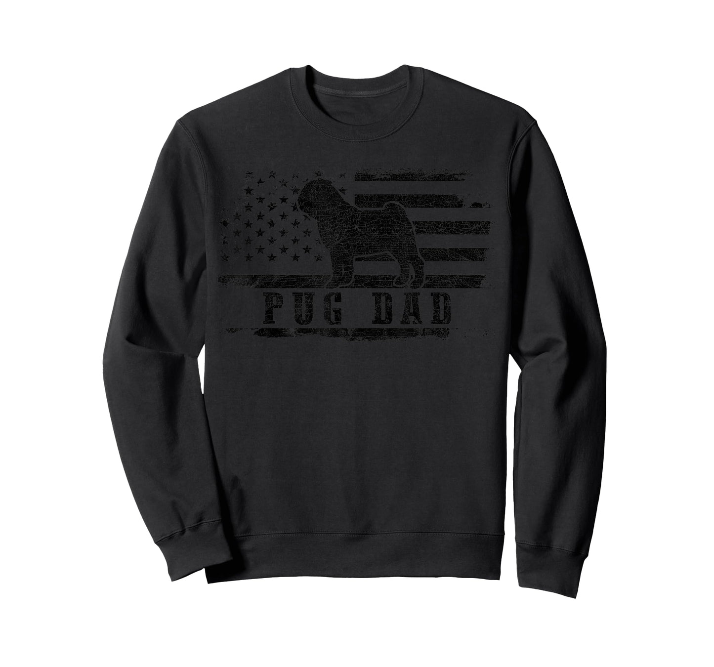 Pug Dad Distressed American Flag Patriotic Dog T-Shirt