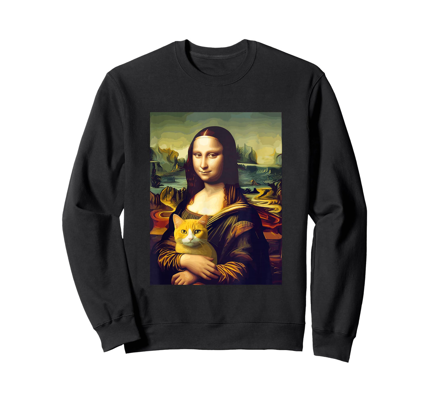 Leonardo da Vinci's Mona Lisa Holding a Cat Funny Art T-Shirt