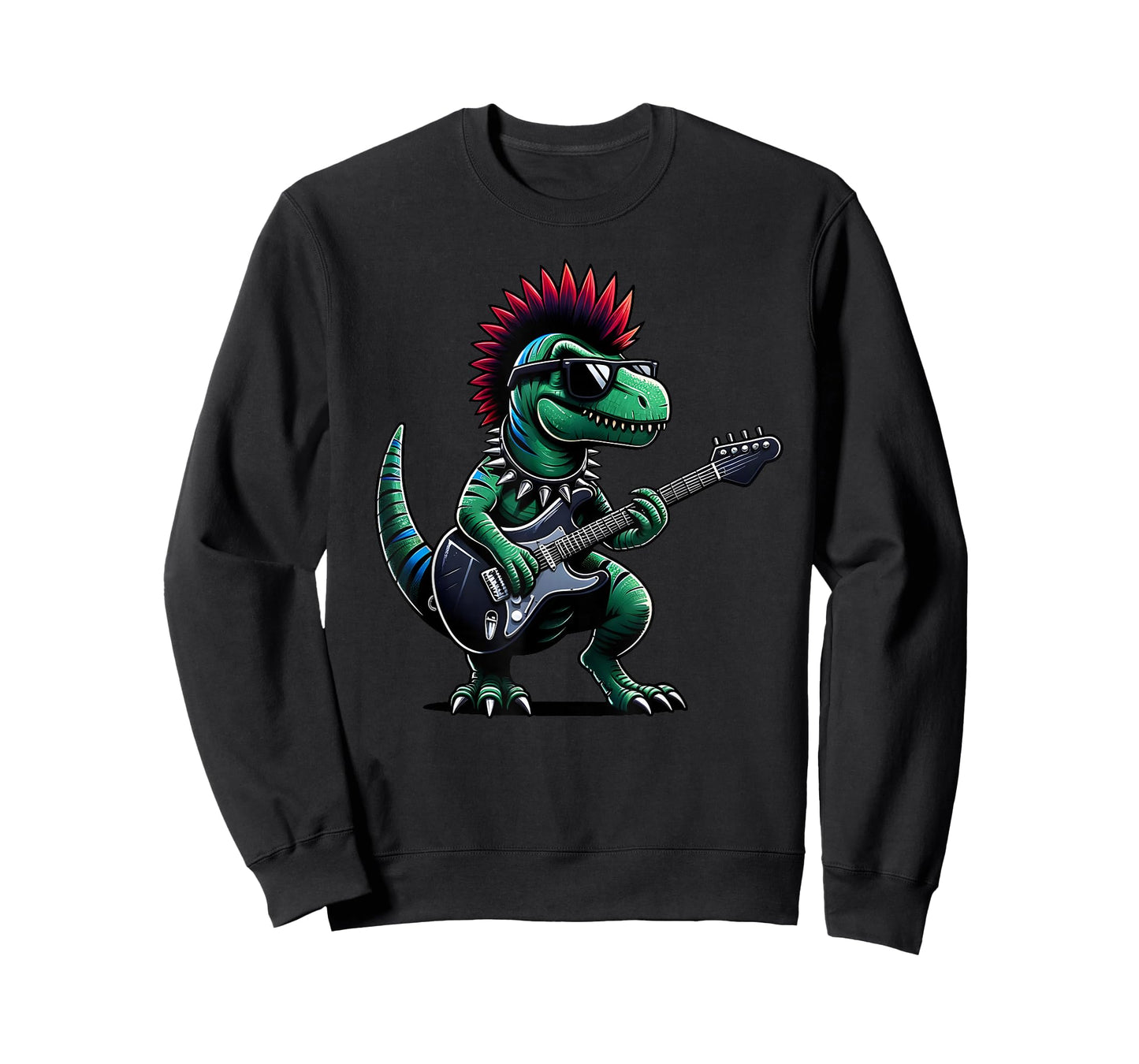 Cute Punk Dinosaur, Rock'n Roll Goth Dino, Guitar Band Funny T-Shirt