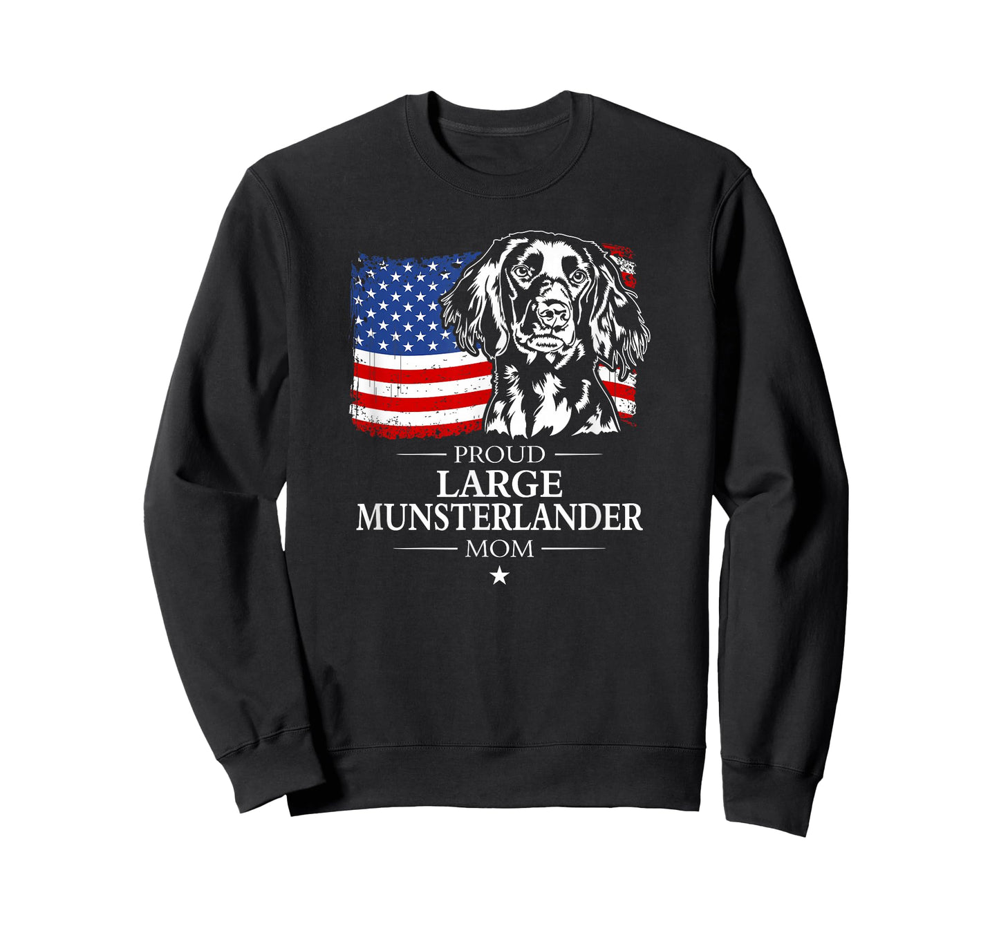 Proud Large Munsterlander Mom American US Flag Patriotic Dog T-Shirt