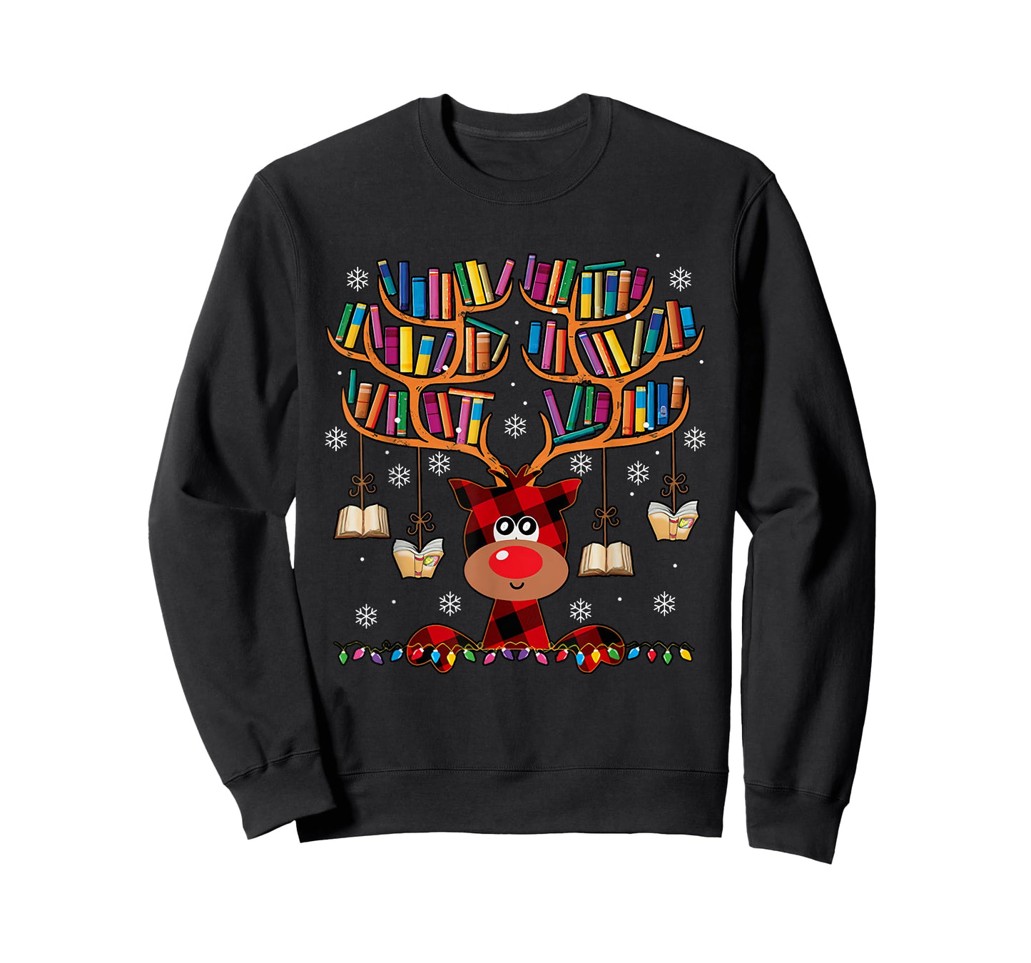 Christmas Librarian Reindeer Matching Family Book Lover Xmas T-Shirt