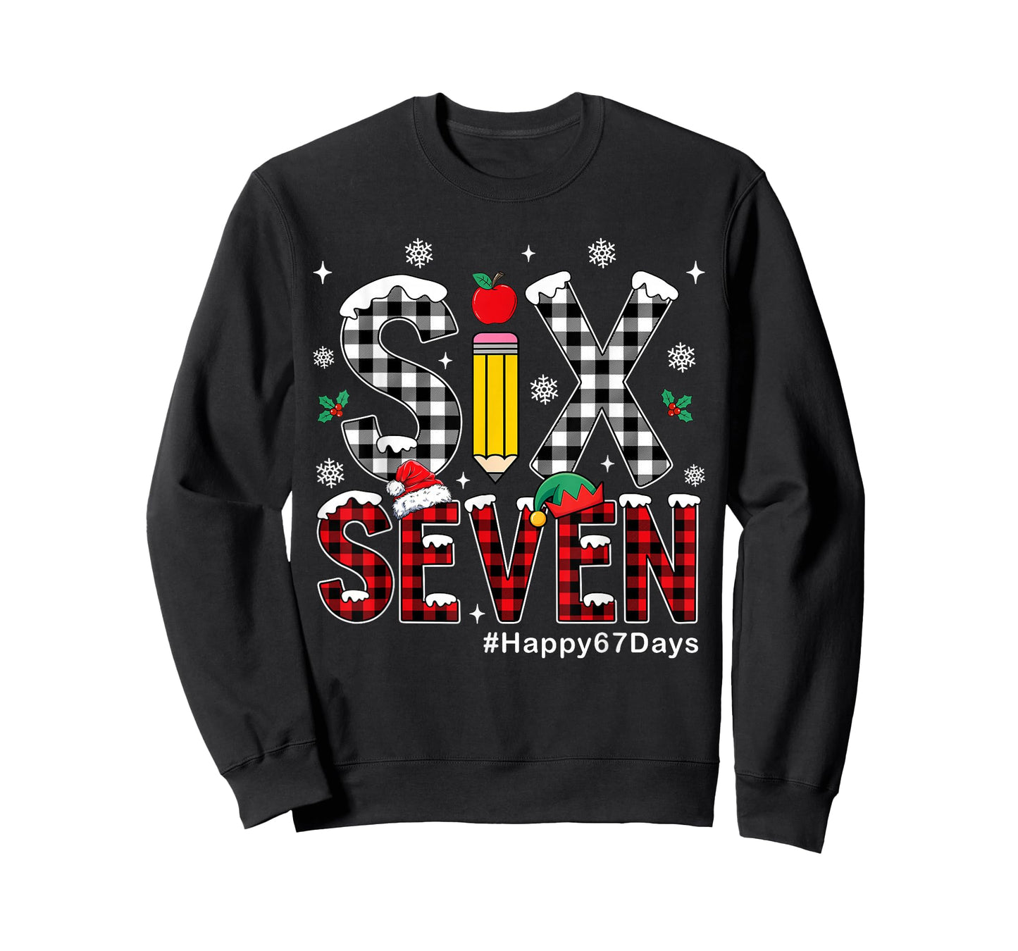 Christmas Six Seven 6 7 Meme Happy 67 Days of School T-Shirt