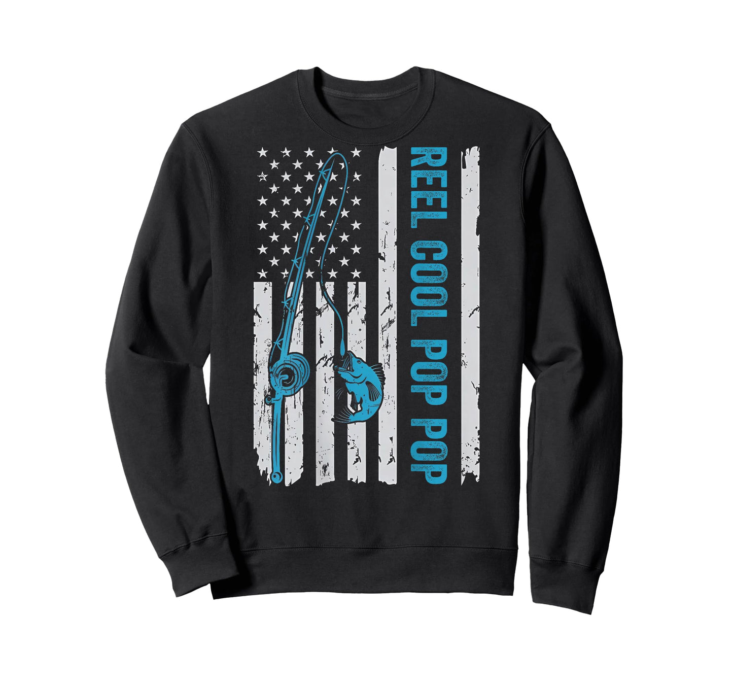 Reel Cool Pop Pop Grandpa Fishing American Flag (On Back) T-Shirt