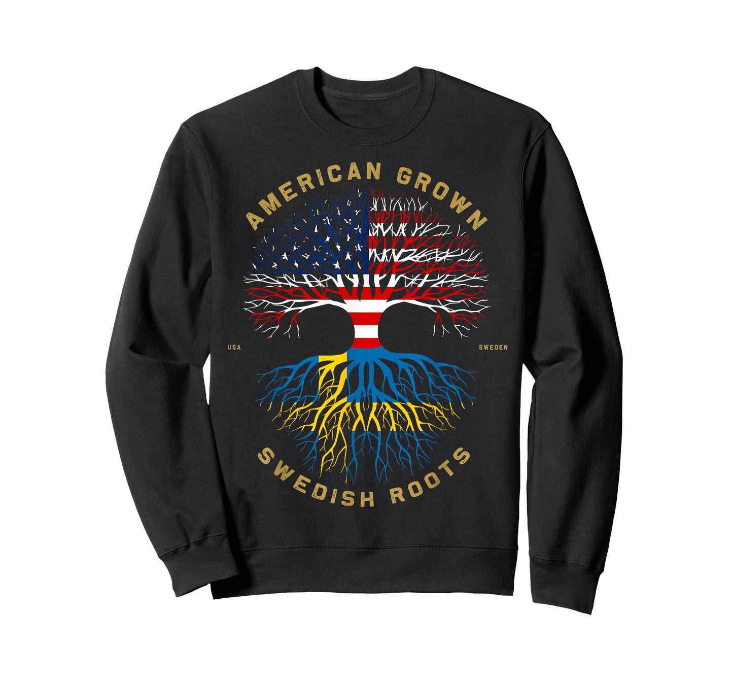 American Grown with Swedish Roots Tree USA Flag Unique Gifts T-Shirt
