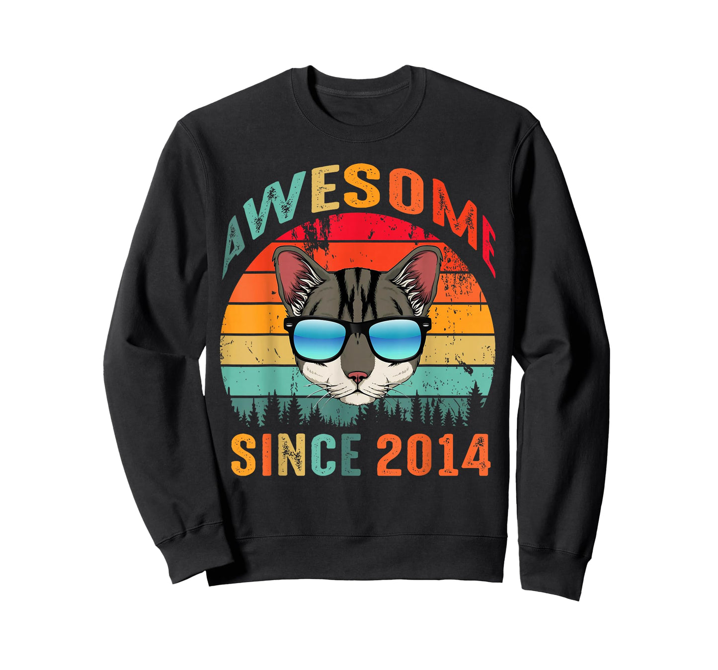 Awesome Since 2014 11th Birthday Tee 11 Yrs Old Cat Lovers T-Shirt