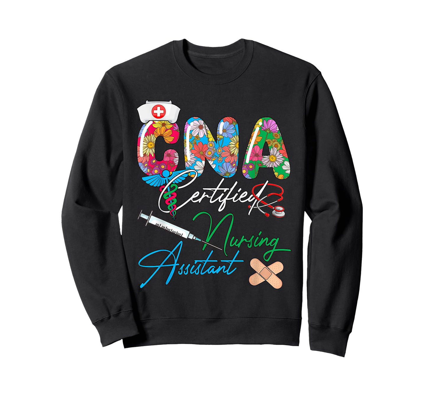 CNA Certified Nursing Assistant Costume Flowers Colorful T-Shirt