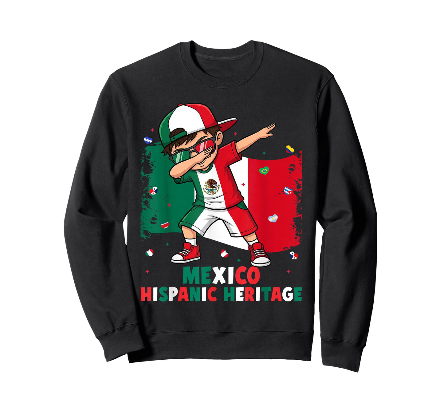 Dabbing Boy Mexico Hispanic Heritage Month Mexico Flag T-Shirt