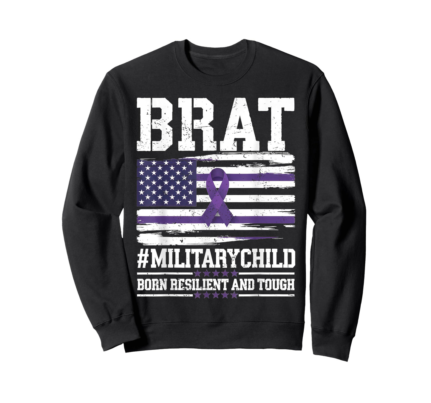 Purple Up Military Child Month Proud BRAT Kids American Flag T-Shirt