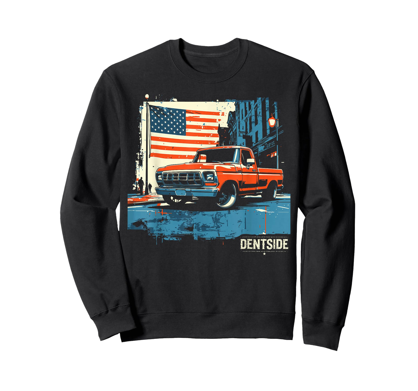1977 Dentside Truck Single Cab Bagged City Scene Patriotic T-Shirt