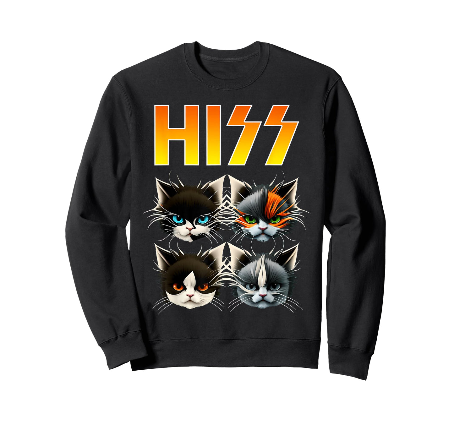Hiss Funny Cats Rockin Outfit Apparel Design Rock Music Cat T-Shirt