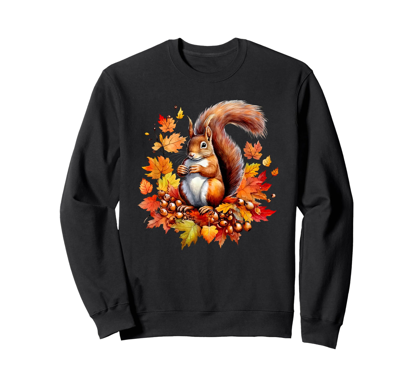 Autumn Squirrel Woodland Pet Fall Leaf Acorns Thanksgiving T-Shirt