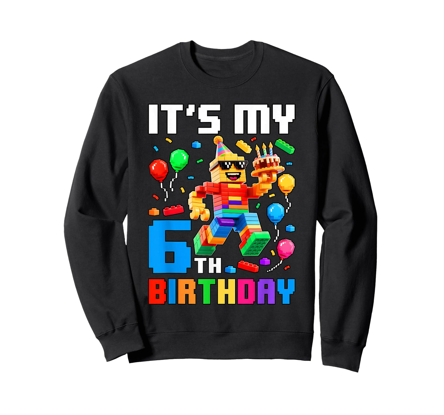 It's My 6th Birthday Building Brick 6 Years Old Boys Kids T-Shirt