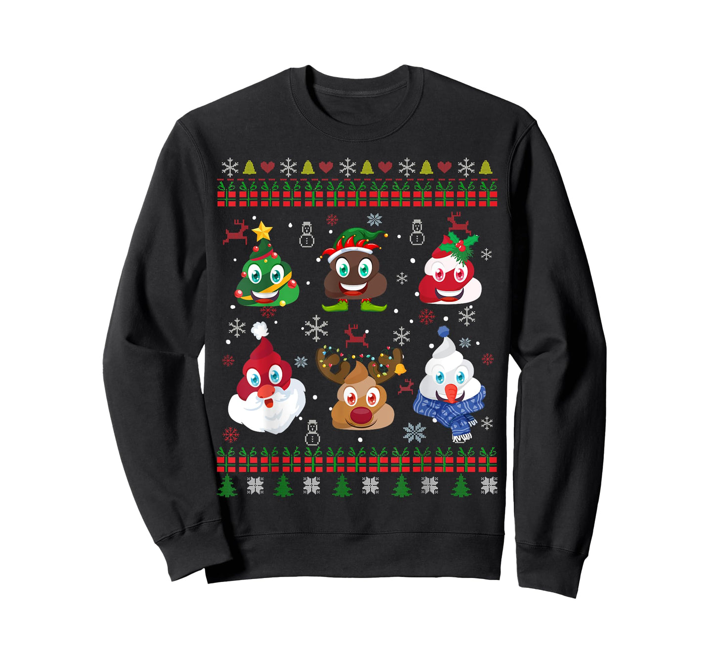 Christmas Poop Santa Elf Reindeer Ugly Christmas T-Shirt