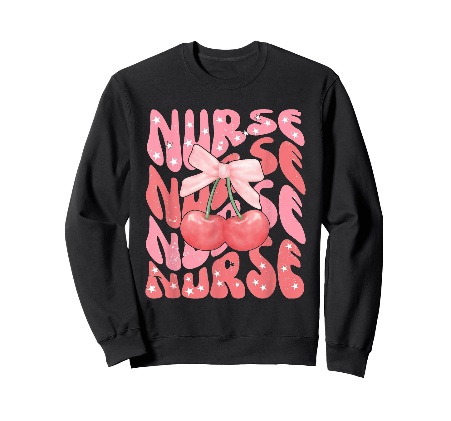 Cute Cherry Coquette Nurse Pink Bow Girlcore Nurse ICU ER RN T-Shirt