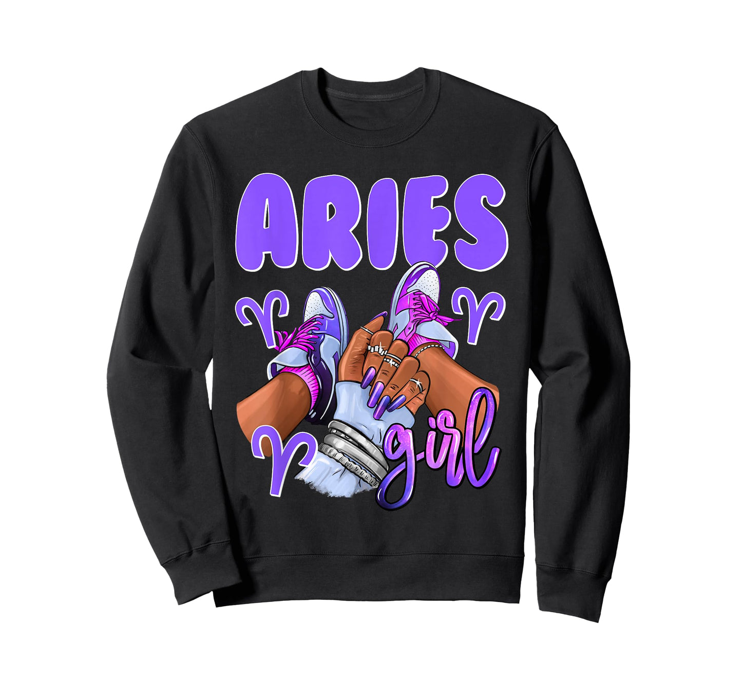 Aries Girl African American Women Sneakers Zodiac T-Shirt