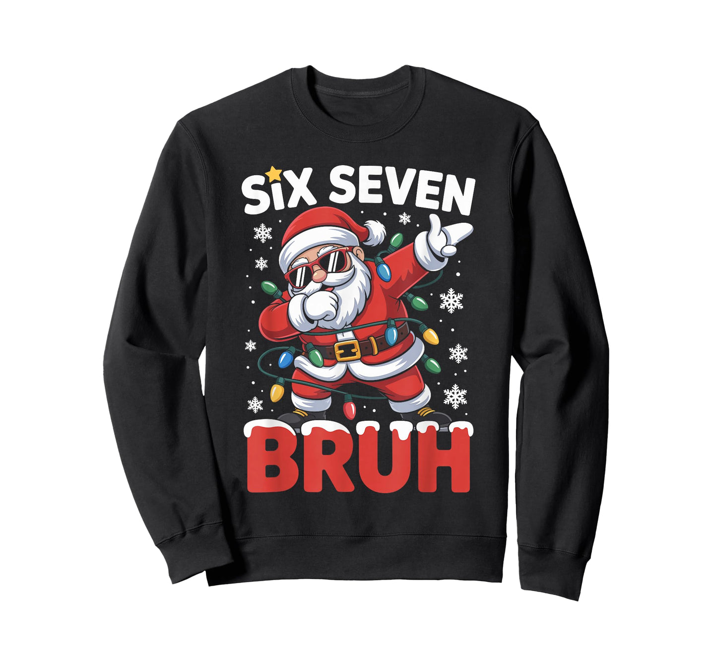 67 Meme Dabbing Santa Six Seven Bruh 6 7 Funny Christmas T-Shirt