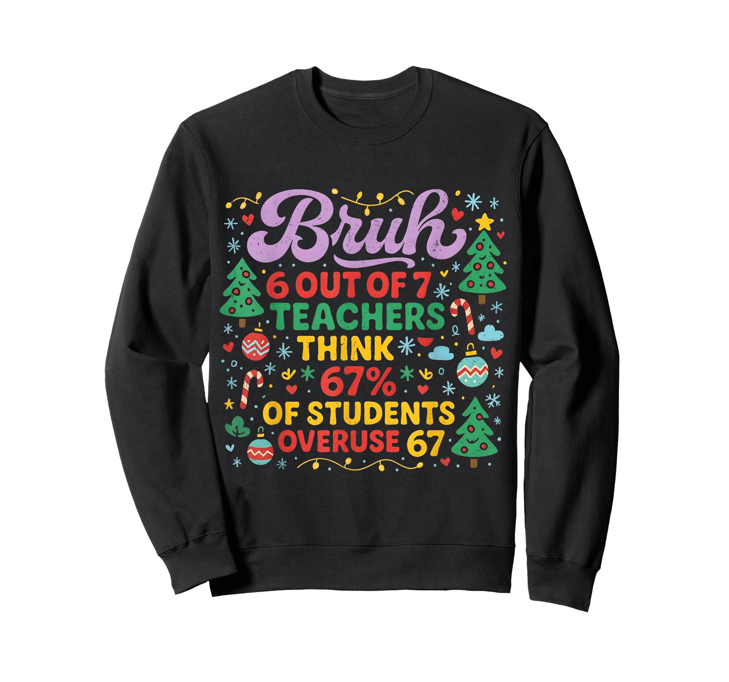 Bruh 6 Out of 7 Teachers 67 Percent Students Meme Christmas T-Shirt
