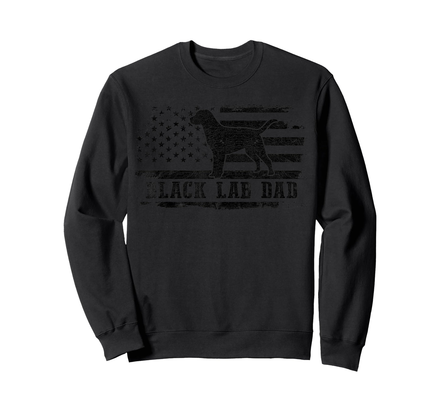 Black Lab Dad Distressed American Flag Patriotic Dog T-Shirt