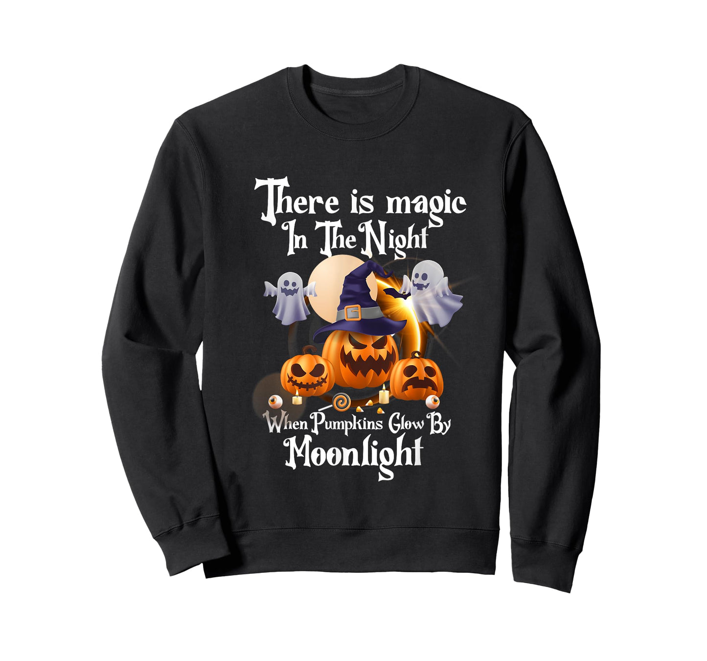 Magic In The Night Pumpkins Glow-Moonlight Halloween Ghost T-Shirt