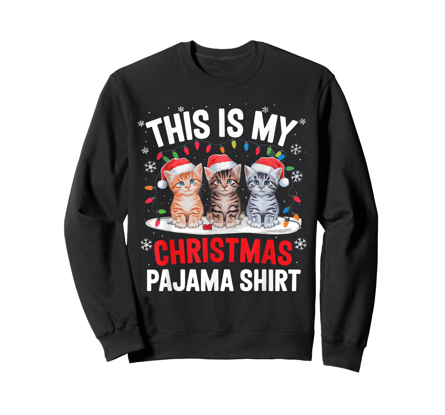 This Is My Christmas Pajama Shirt Cat Lover Meow Kitty Xmas T-Shirt